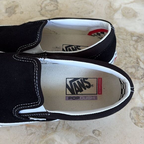 Vans Skate Slip-On Unisex Shoes Black Suede Leather - As New - Picture 11 of 13